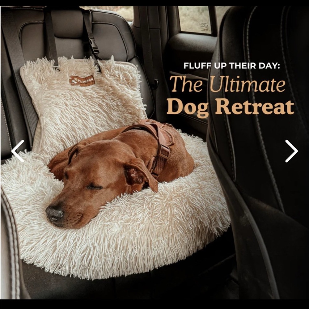 New Pelsbarn Protecting Dog Car Seat with Belt, Beige, Medium